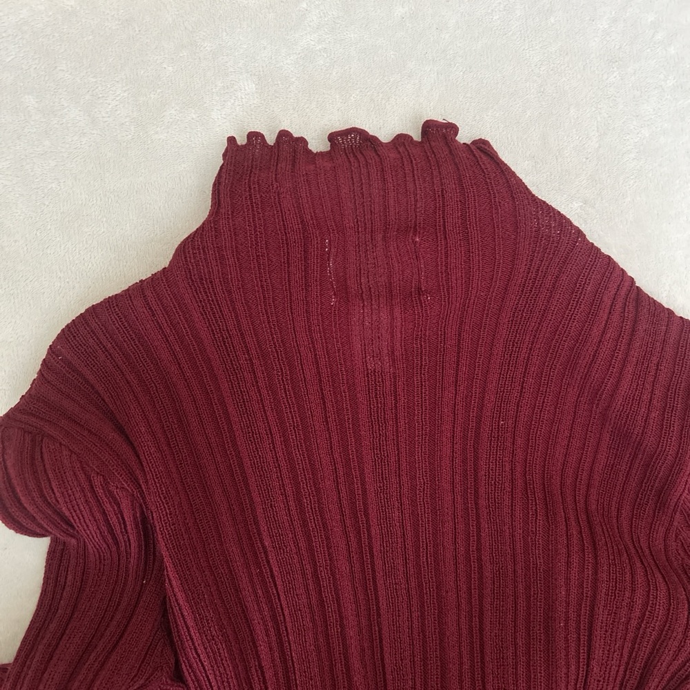 H&M Deep Red Ribbed Turtleneck Sweater